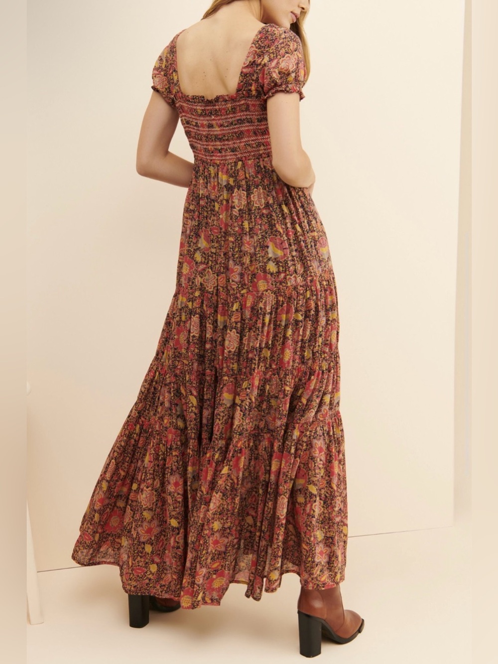 NWT New Free People Getaway Maxi Dress in Black Combo Size S - Picture 3 of 7